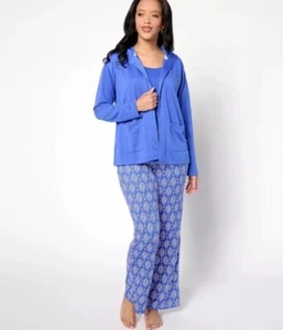 MUK LUKS Regular 3-Pc French Terry & Cloud Knit Lounge Set-Blue-XL-NEW-A632311 - Picture 1 of 2
