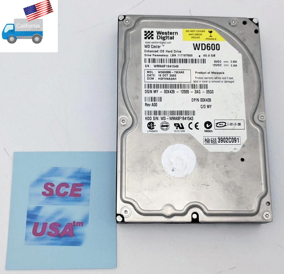 WD Caviar WD600 60GB E-IDE HDD w/ Ubuntu 18.04.6 LTS 32bit OS Bootable - Image 1 of 4