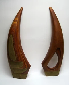 Mahogany Walnut Modern Art Wood Sculpture Signed Susan Johnson 11/84 Oregon PNW - Picture 1 of 7