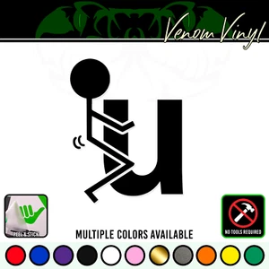 Funny Middle Finger Stick Decal Vinyl Sticker | JDM F**k You U - Picture 1 of 3