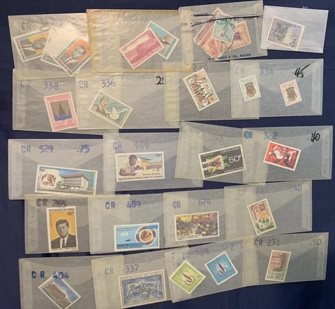 CONGO STAMP LOT IN GLASSINES ALL DIFFERENT MNH OG, USED, JFK AND MORE Cover