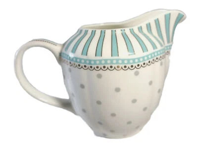 Grace Teaware CREAMER Porcelana Verde azulado Blanco Oro Acento Gris Lunares Foto 1 de 4
