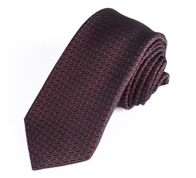 Gravata Tasso Elba preta prata tecido borgonha skinny 60 x 3 100% seda - Imagem 1 de 4