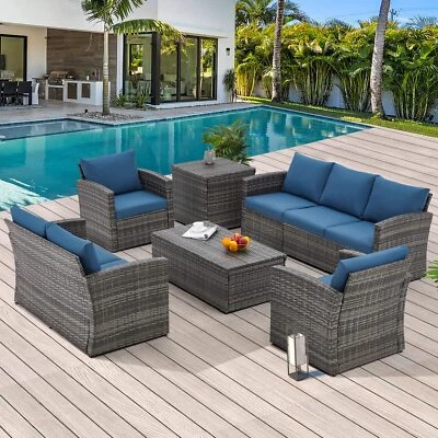 AECOJOY 7 Pieces Sectional Sofa  Patio Furniture Set w/ Storage Boxes - Image 1 of 4
