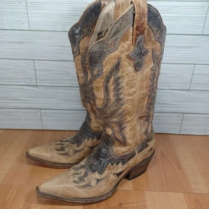 Steve Madden Boots Womens 6.5M Lorredo Flying Eagle Rodeo Western Snip Toe - Picture 1 of 21