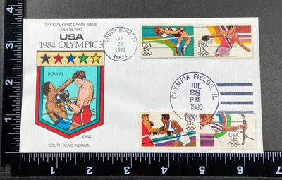 Collins FDC Hand Painted Cover 1983 Olympics Dual Cancels, Boxing - Image 1 of 2