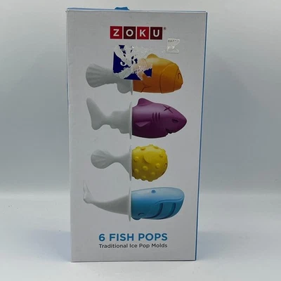 Zoku 6 Fish Pops Traditional Ice Pop Popsicle Molds NEW - Image 1 of 4