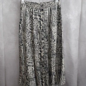 Anna and Frank Women's Size Small Lightweight 100% Silk Skirt Beige Black - Picture 1 of 7