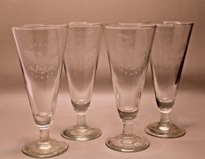 American Eagle Etched Beer Glasses set of 4 great American Memorabilia  - Picture 1 of 6
