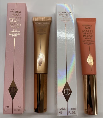 LOT of 2 CHARLOTTE TILBURY ❤️Matte Beauty Blush Wands GLOWGASM & PILLOW TALK - Image 1 of 3