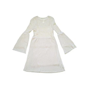 Anthropologie Floreat Serena Bell Sleeve Sweater Dress Lace Crochet Medium Ivory - Picture 1 of 3