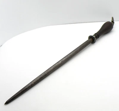 Vtg J Russell & Co. Green River Works Sharpening Steel Signed 20" OAL Wood Brass - Image 1 of 4