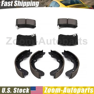 Front Rear Brake Pads Kit + Drum Brake Shoes for 1995-1996 Mazda Protege - Image 1 of 4