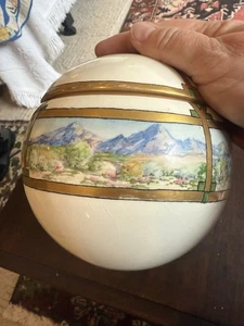 Handbemalte Jugendstil Porzellan runde Schale mit Goldrand - Bild 1 von 7