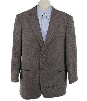 Armani Collezioni Wool Blazer Men’s 44L Gray Houndstooth Sport Coat Italy - Image 1 of 4