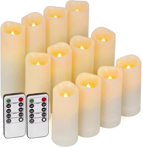 Enido 12-Piece Flameless LED Candles with Remote, Waterproof, Battery Operated - Picture 1 of 12