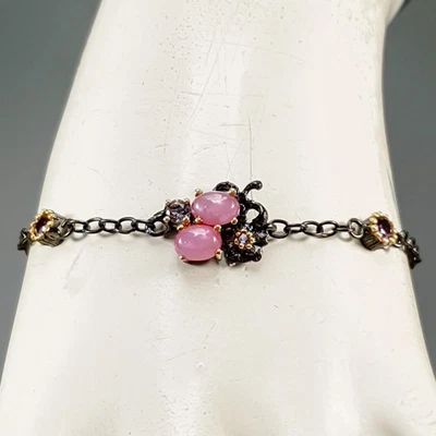 Handmade  Ruby Bracelet 925 Sterling Silver 7.5"/BR13777 - Image 1 of 4