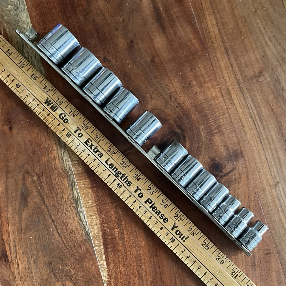 Vintage S-K Socket Set 1/2" Drive 6 Point Deep 12 Pieces 1-1/4" to 7/16" *Good* - Image 1 of 2
