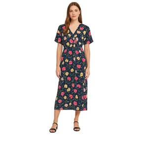 Vintage Jones New York Floral Rayon Dress Size 14 Blue Multicolor - Picture 1 of 5