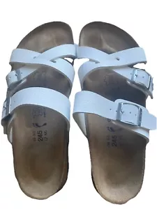 Birki's BIRKENSTOCK Nepal White Leather Sandals - Size 38 - Picture 1 of 4