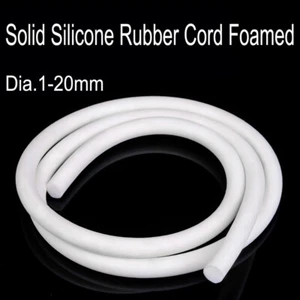 Solid Silicone Rubber Cord Foamed White Round Seal Strip Heat Resistant OD1-20mm - Picture 1 of 12