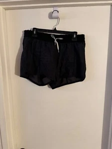 Women "Vuori"charcoal, black elastic waist drawstring running shorts. Size Large - Picture 1 of 2