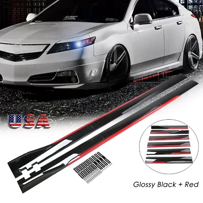 Glossy Red Side Skirts Splitter Extension Rocker Panel for Acura TL Type S Sedan Foto 1 de 4