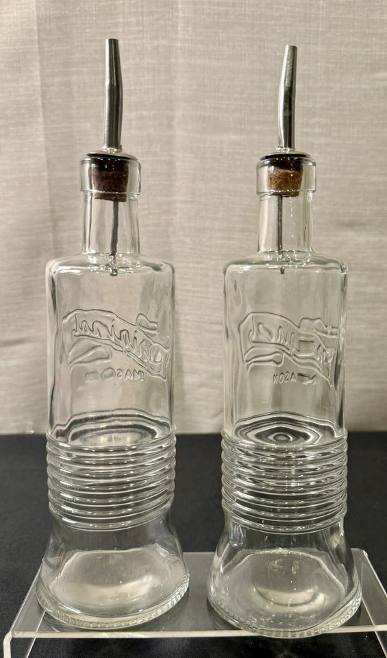 Mason Jar Original Oil Vinegar Cruet Bottles Set of 2 Olive Oil Cork Spout - Image 1 of 4