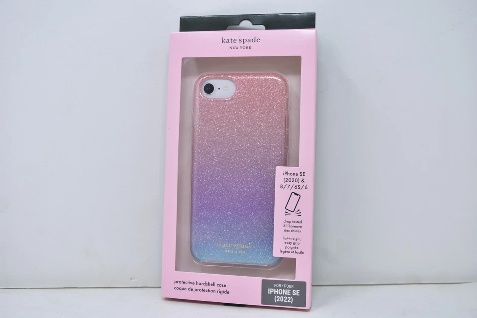 Kate Spade Apple iPhone 8/7/6s/6 Hard Shell Phone Case Glitter Pink Blue Ks15