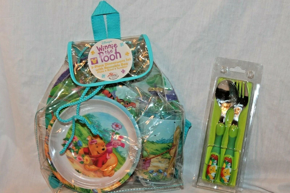 Disney Winnie The Pooh 3 Piece Dinnerware Set Plate Bowl and Tumbler