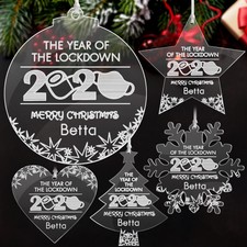 Personalised Christmas Ornament Xmas Tree Bauble Xmas Decorations Lockdown 2020