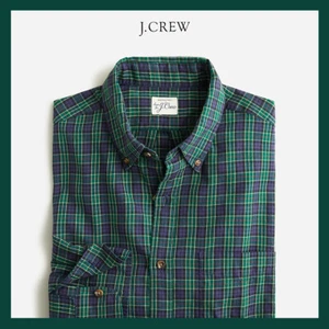 Neu mit Etikett - J. Crew schmales langärmeliges Shirt gebürstet Köper, Devora marineblaugrün M-XL 79 $ - Bild 1 von 7