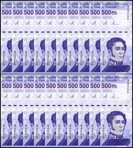 Venezuela 500 Mil Bolivar Soberano 2020 CIRCULATED X 20 PCS Bundle USA SELLER Cover