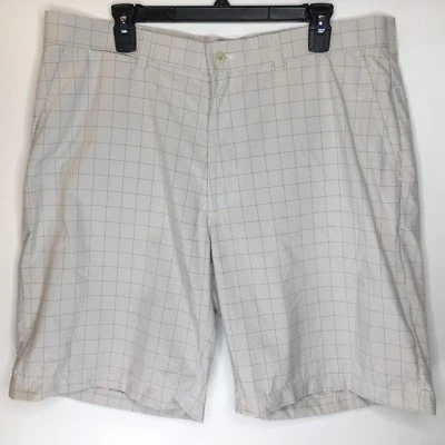 Shorts de golfe Grand Slam masculino desempenho tamanho 38 bege janela xadrez - Imagem 1 de 4