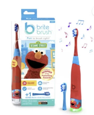 Brite Brush Sesame Street ELMO Battery Power Kids Toothbrush Ex Brush Head BING2 - Image 1 of 3