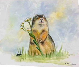 8 x 10” Collectible Prairie Dog Art Print by Artist Ellen Brennemen - MINT - Bild 1 von 8