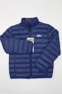 Eddie Bauer Youth Down Packable Jacket Blue L 10/12 Lightweight Elastic Cuff 650 - Picture 1 of 19
