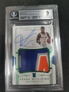 2017-18 National Treasures Rookie Patch Auto Emerald Frank Ntilikina RC /5 BGS 9 - Picture 1 of 2