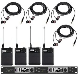 UHF 2 Channel Wireless In Ear Monitor System 4 Receivers Pro Audio Stage Studio