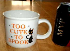 [HALLOWEEN] BLACK CAT - "TOO CUTE TO SPOOK", Stoneware Coffee Cup / Mug, VINTAGE - Picture 1 of 8