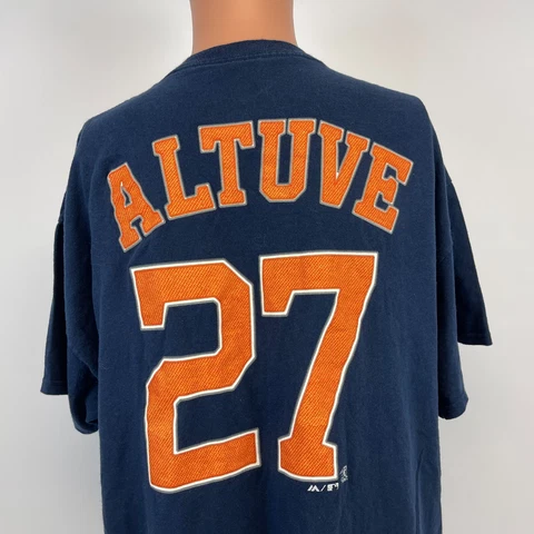 Majestic Jose Altuve Houston Astros Jersey T Shirt MLB Baseball Blue Size XL Cover
