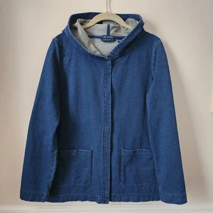 Indigo Pure J. Jill Petite Cotton Spandex Stretch Hooded Jacket S - Picture 1 of 14