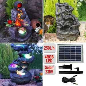 GARTENBRUNNEN SPRING BRUNNEN KASKADENBRUNNEN ZIER SET WASSER GARTEN MIT LED DEKO - Bild 1 von 19
