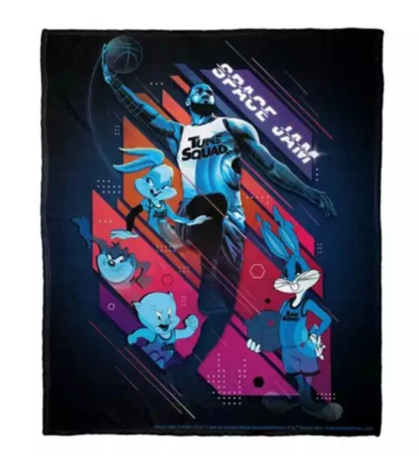 NBA Space Jam 2 LeBron James Looney Tunes Manta Tacto Seda Tune Squad 50"x60" Foto 1 de 1