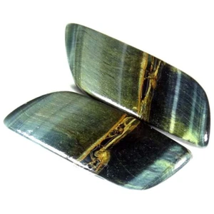 20.00Cts 10X26X4mm 100% Natural Tiger's Eye Fancy Cab Matched Pair Gemstone - Picture 1 of 5