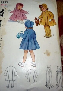 *LOVELY VTG 1950s GIRLS COAT & LEGGINGS Sewing Pattern Size 3 - Picture 1 of 1