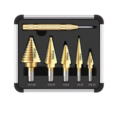 Tacklife Stufenbohrer Schritt Bohrer Set mit Automatische Center Punch 50 Größen