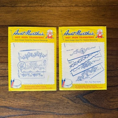 Aunt Martha's Lot of 2 Transfers 3759- Blue Onion and 9631- Four Floral Motifs - Image 1 of 2