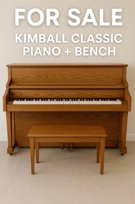 Kimball Upright Piano + Matching Bench – Great Condition – Ready to Play! - Image 1 of 4
