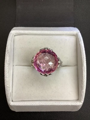Anillo Diamonique Judith Ripka Plata de Ley Facetado Topacio Rosa Foto 1 de 4
